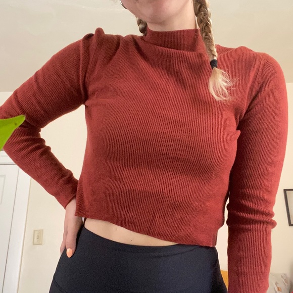 Forever 21 Sweaters - Forever 21 Burnt Orange Ribbed Cropped Sweater